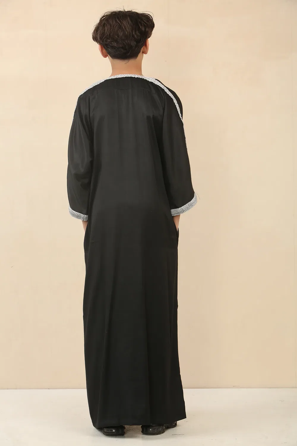 Arabic Thobes Детский черный марокканский халат для мальчиков Тобе Джубба Ид Джеллаба Гандура — фото 4
