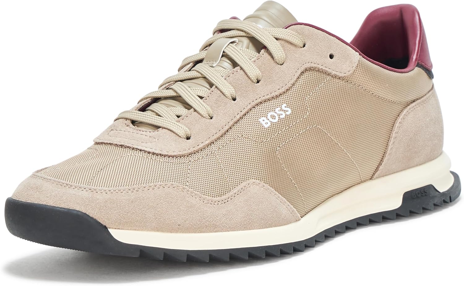 

BOSS мужские кроссовки Zayn Low Profile из замши и кожи в двух тонах, Wheat