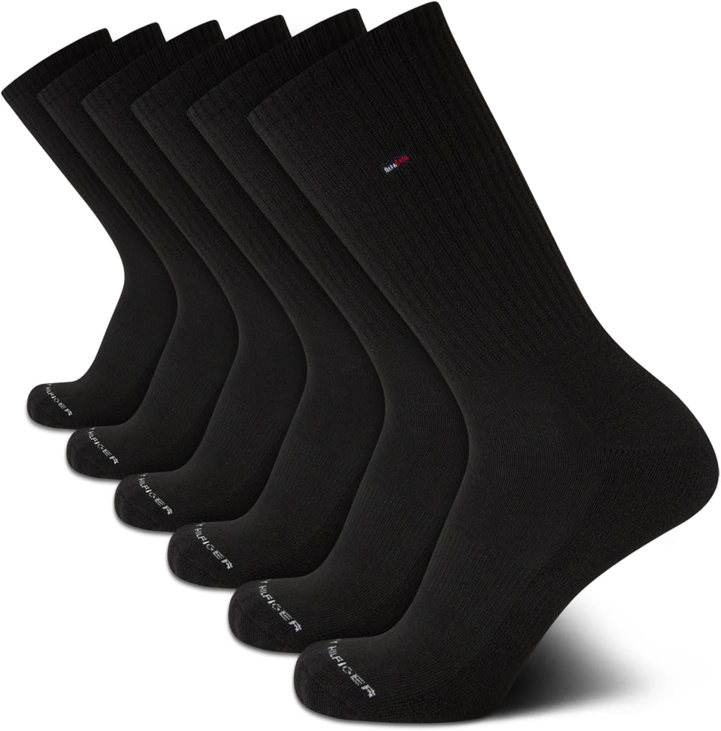 

Мужские носки Tommy Hilfiger Crew Socks - 6 пар носков Performance Cushion Comfort Crew Socks - дышащие спортивные носки для мужчин (7-12), Black