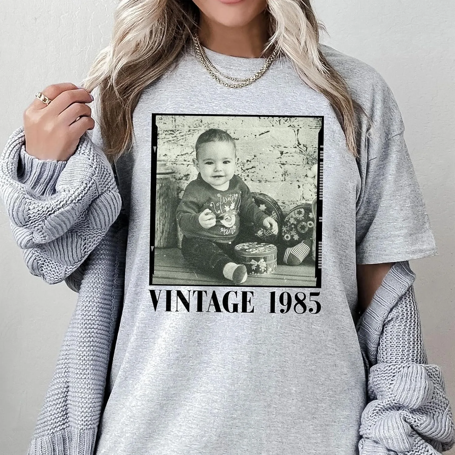 Футболка на день рождения с фото и годом, Vintage Est. 1995 — фото 3
