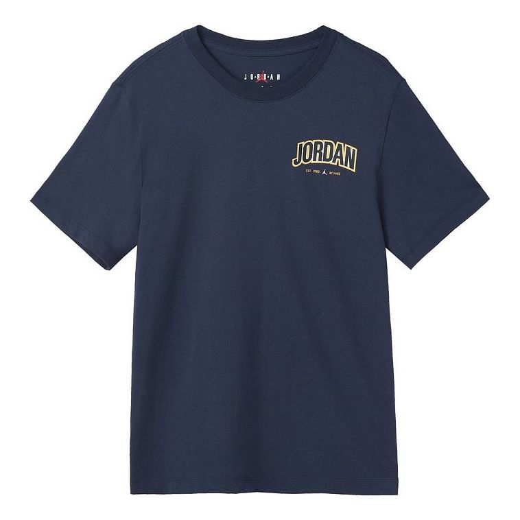 

Футболка Men's Air Jordan Gfx Ss Crew Large Logo Alphabet Printing Sports Solid Color Round Neck Short Sleeve Blue T-Shirt