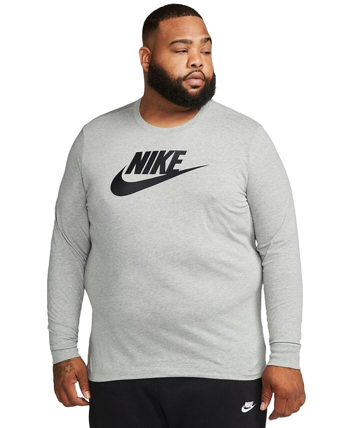 

Мужская спортивная футболка с логотипом и длинными рукавами Nike, серый