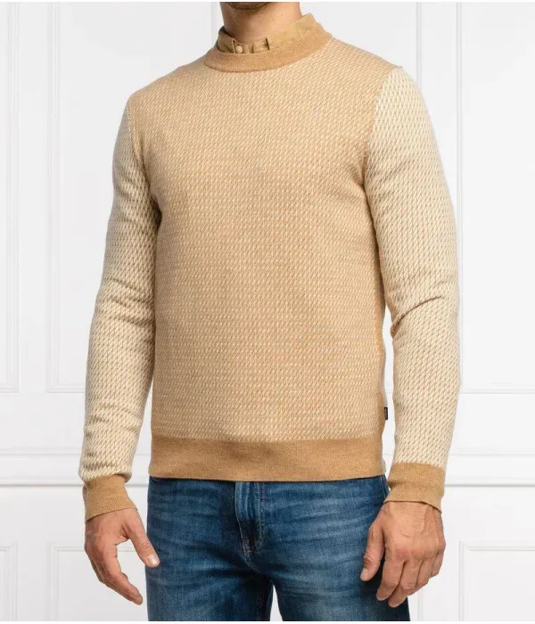 Шерстяной свитер «Нептун» longline fit Boss, коричневый