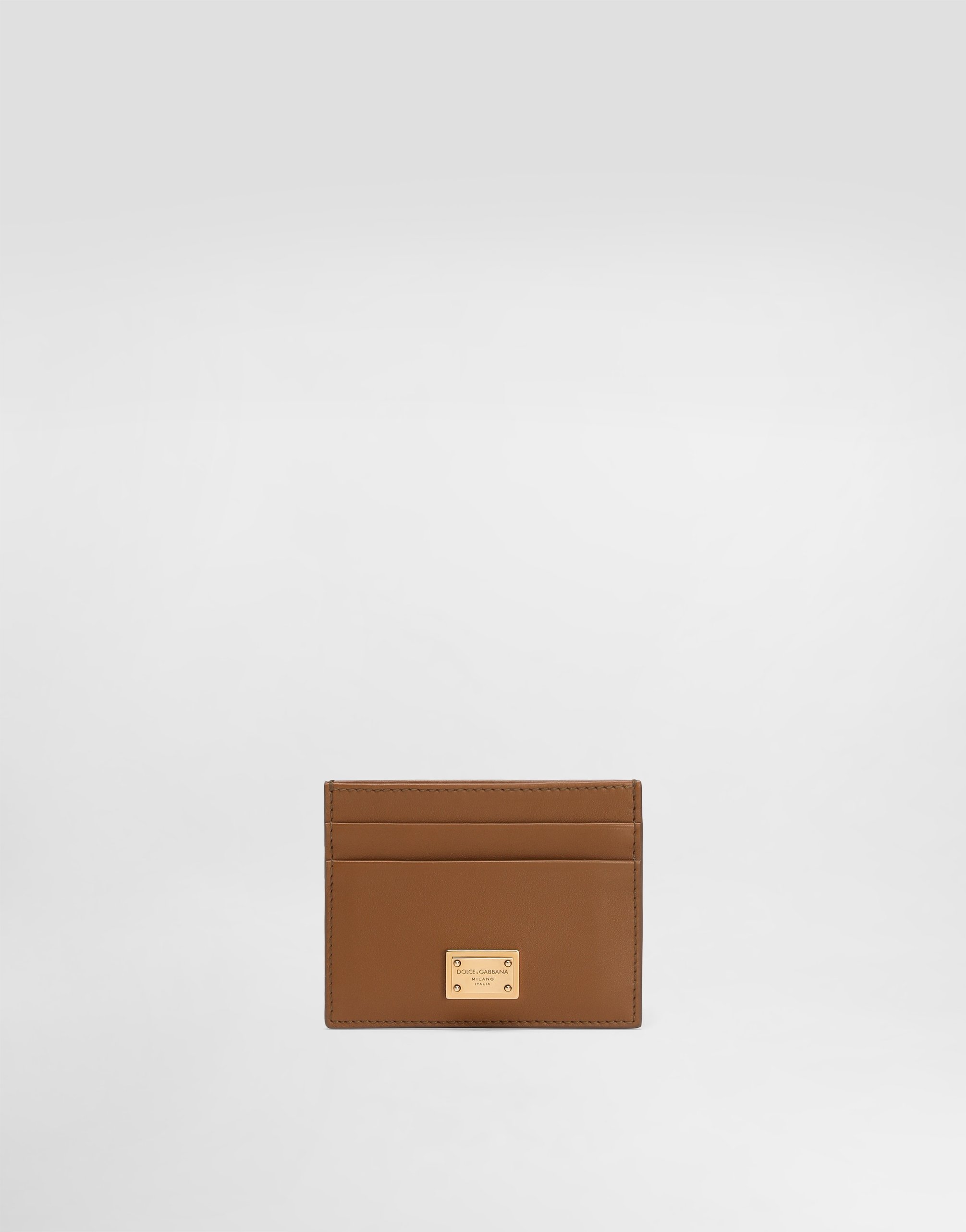 

Кардхолдер из кожи теленка plunge Dolce & Gabbana, коричневый