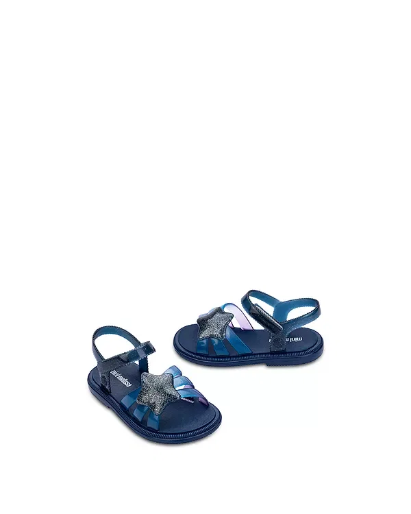 Детские сандалии для девочек с блестками Mini Melissa, Blue/Glitter — фото 2