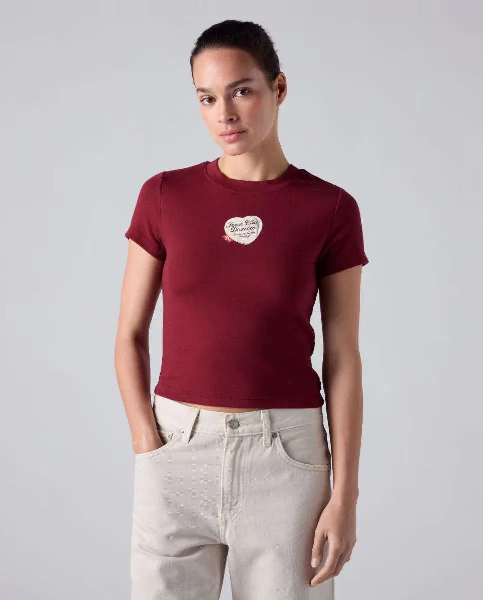 Женская футболка с коротким рукавом, Crop, Levi's, красный гранатовый — фото 4