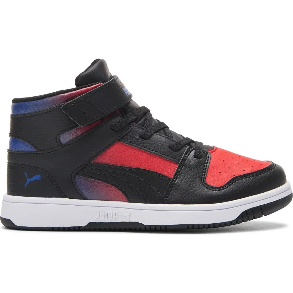 Детские высокие кроссовки Rebound Layup Puma, Black/Red/Blue — фото 2