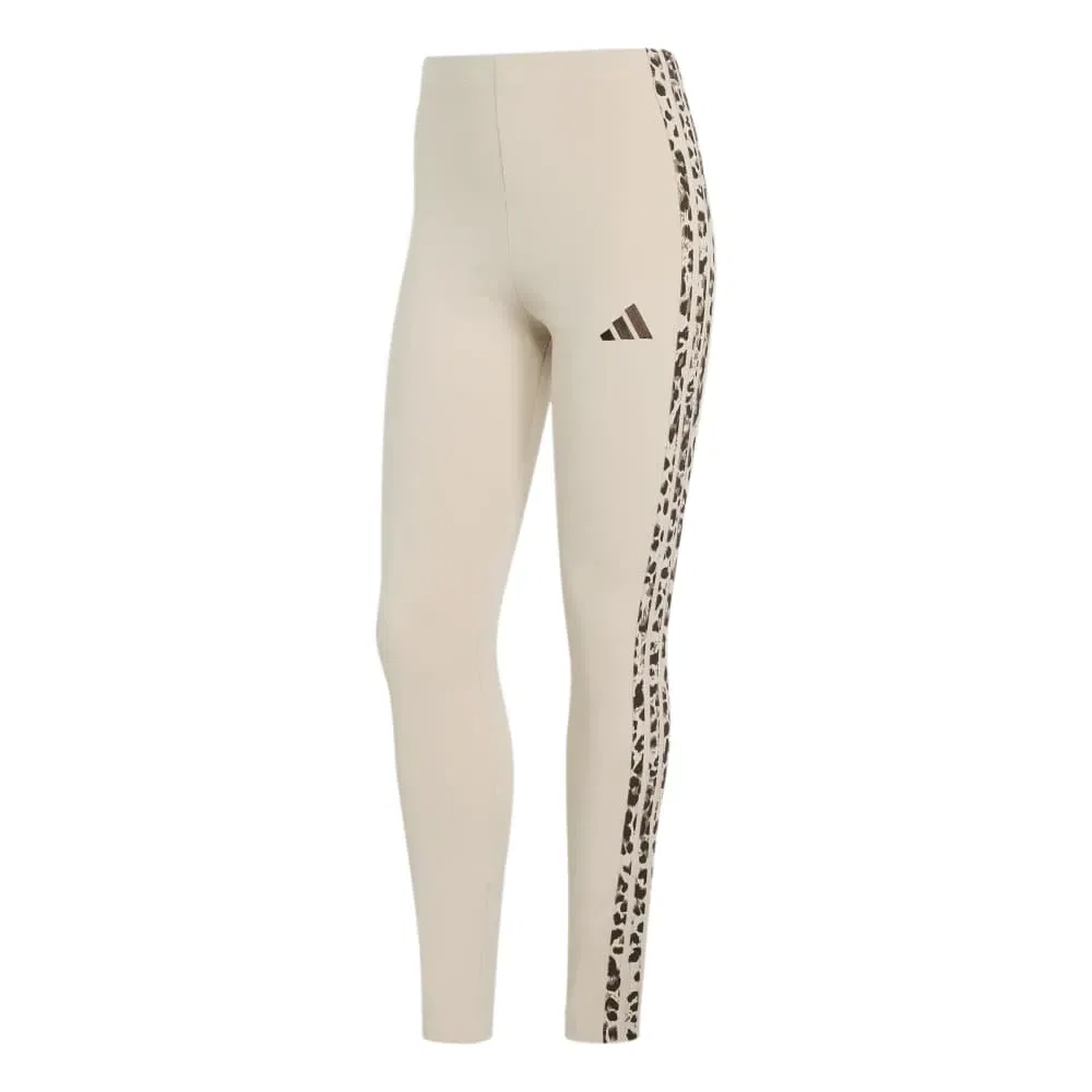 Женские леггинсы с принтом Seasonal Essentials Animal Print 3-Stripes Adidas, Beige — фото 3