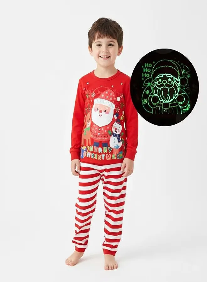 Комплект пижамы с новогодним принтом Santa glow Babyqlo, разноцветный