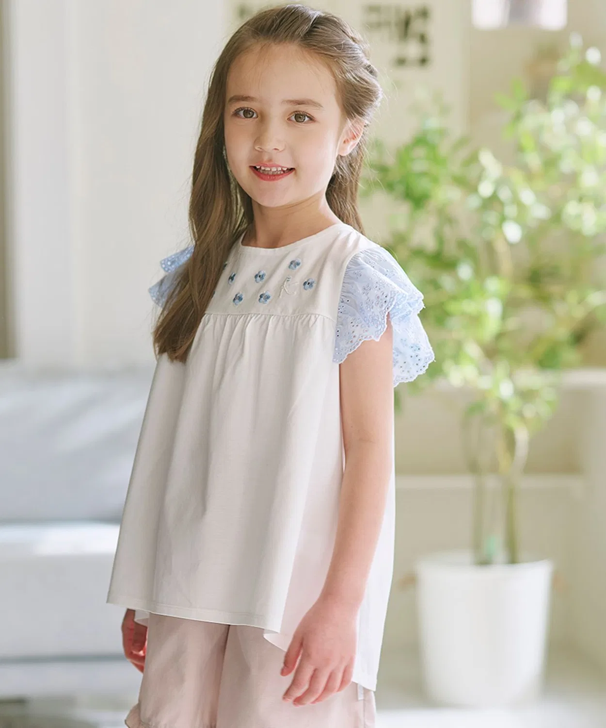 Детская туника для девочек с вышивкой petit fleur Kumikyoku KIDS, Ivory