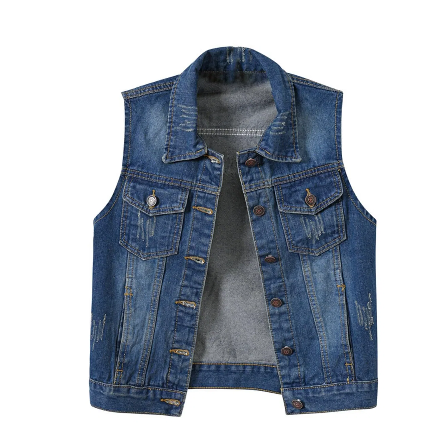 Женский джинсовый жилет без рукавов, Z1 Dark Blue