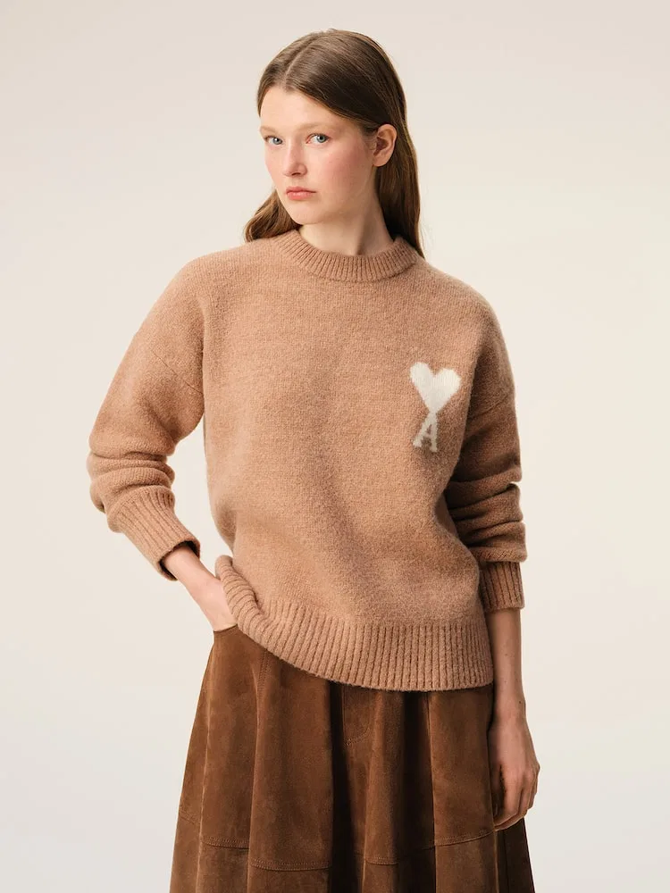 Свитер с круглым вырезом Adc Crewneck AMI PARIS, Camel/Ecru — фото 2