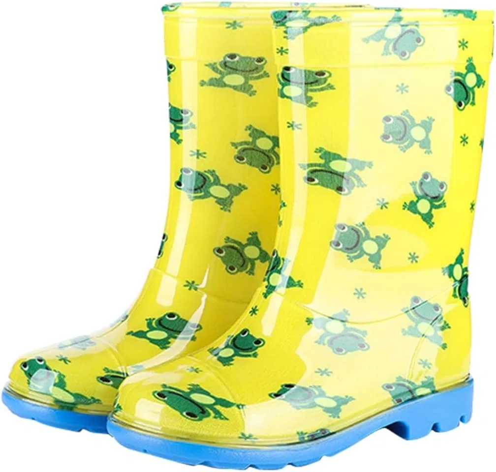 Детские сапоги дождевые с принтом автомобиля Boys Girls Rain Boots, Yellow