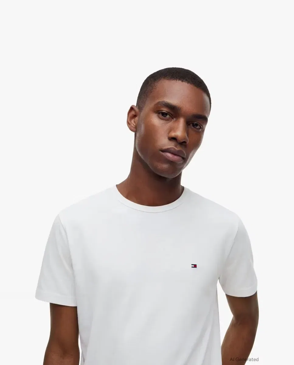 Мужская футболка из хлопка с длинным рукавом Tommy Hilfiger, Белый — фото 3