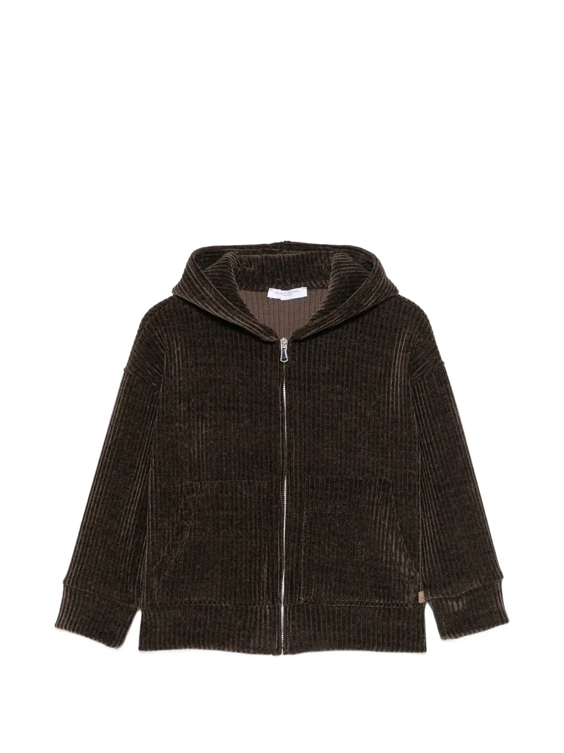 Куртка в рубчик с капюшоном Paolo Pecora Kids, коричневый