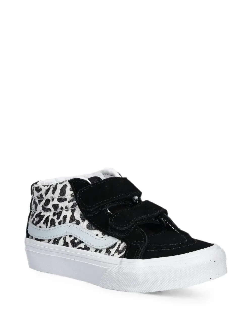 Кеды с ремешками на липучке с леопардовым принтом Vans Kids, черный