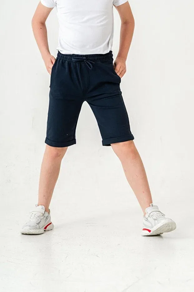 Детские шорты для мальчиков прямого кроя Basics Mışıl Kids, Navy Blue — фото 3