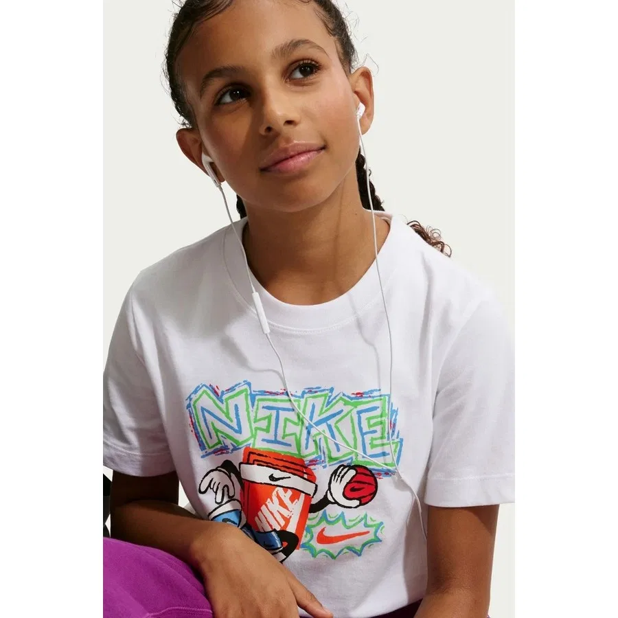 Футболка с графическим принтом Nike Sportswear Kids Tee Box Hoops Kids Tee, Белый — фото 2
