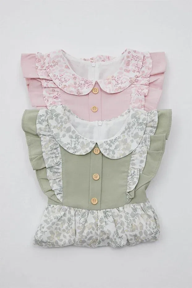 Детское платье для девочек с длинным рукавом Wildflower dress Elefantejr, Khaki — фото 3