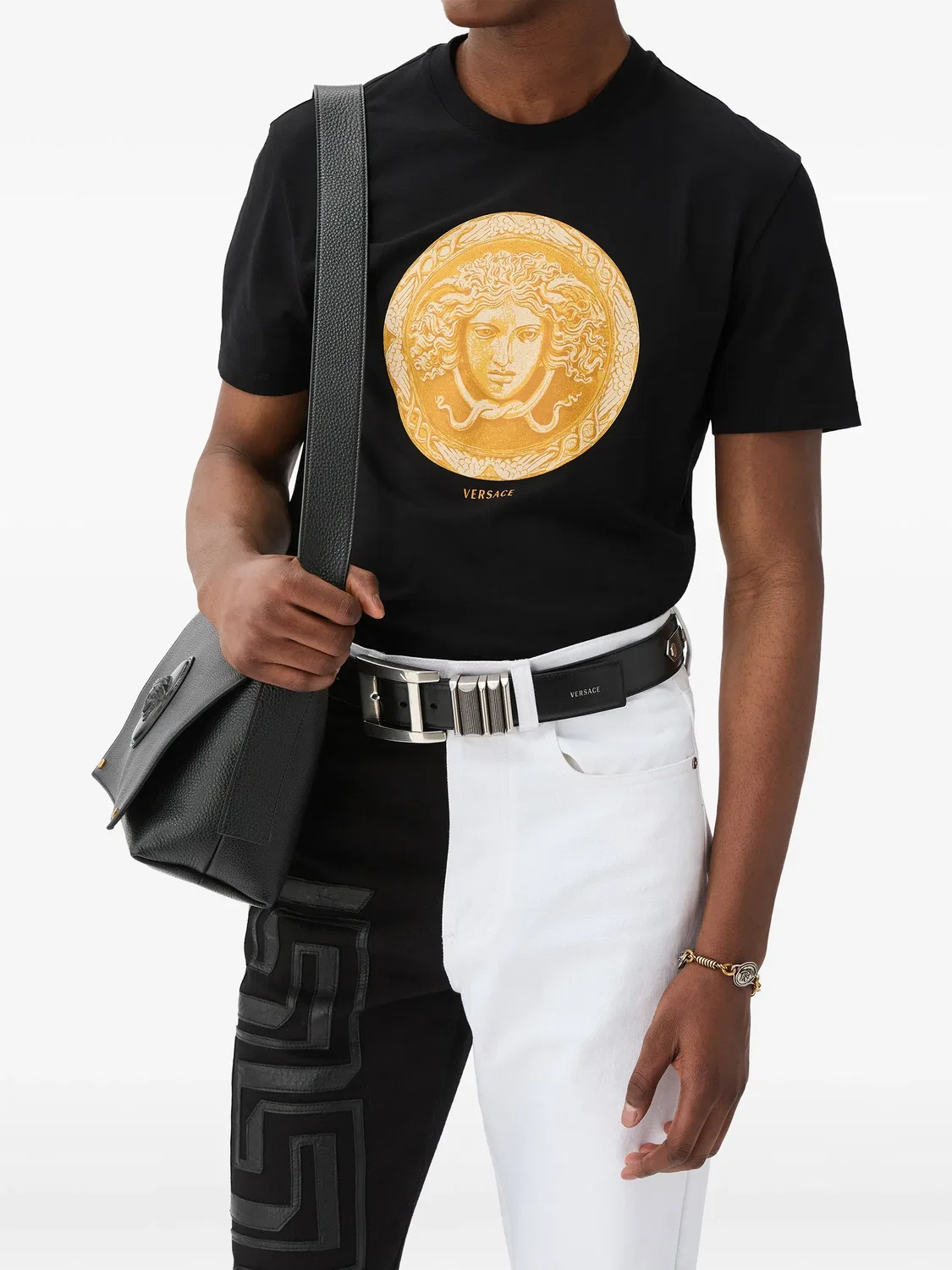 Футболка узкого кроя с принтом Versace, черный — фото 2