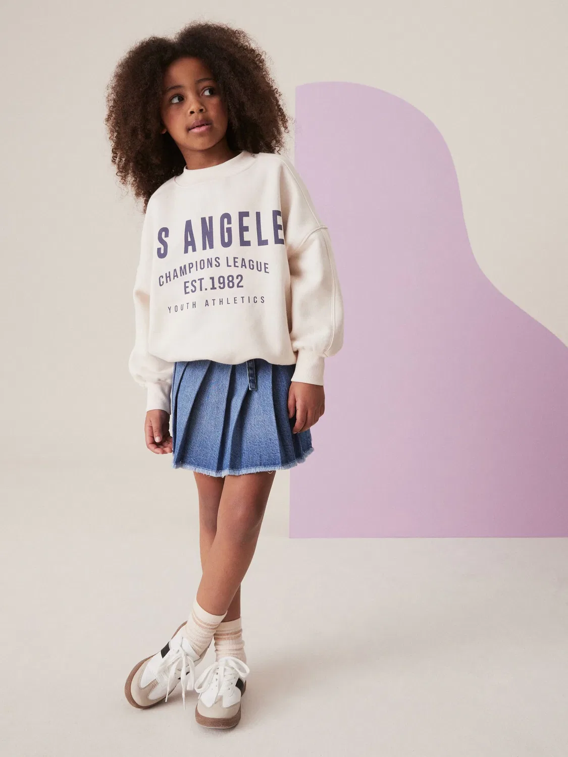 Юбка джинсовая плиссированная Mid Blue Denim Pleated Skirt Next, средний синий — фото 2