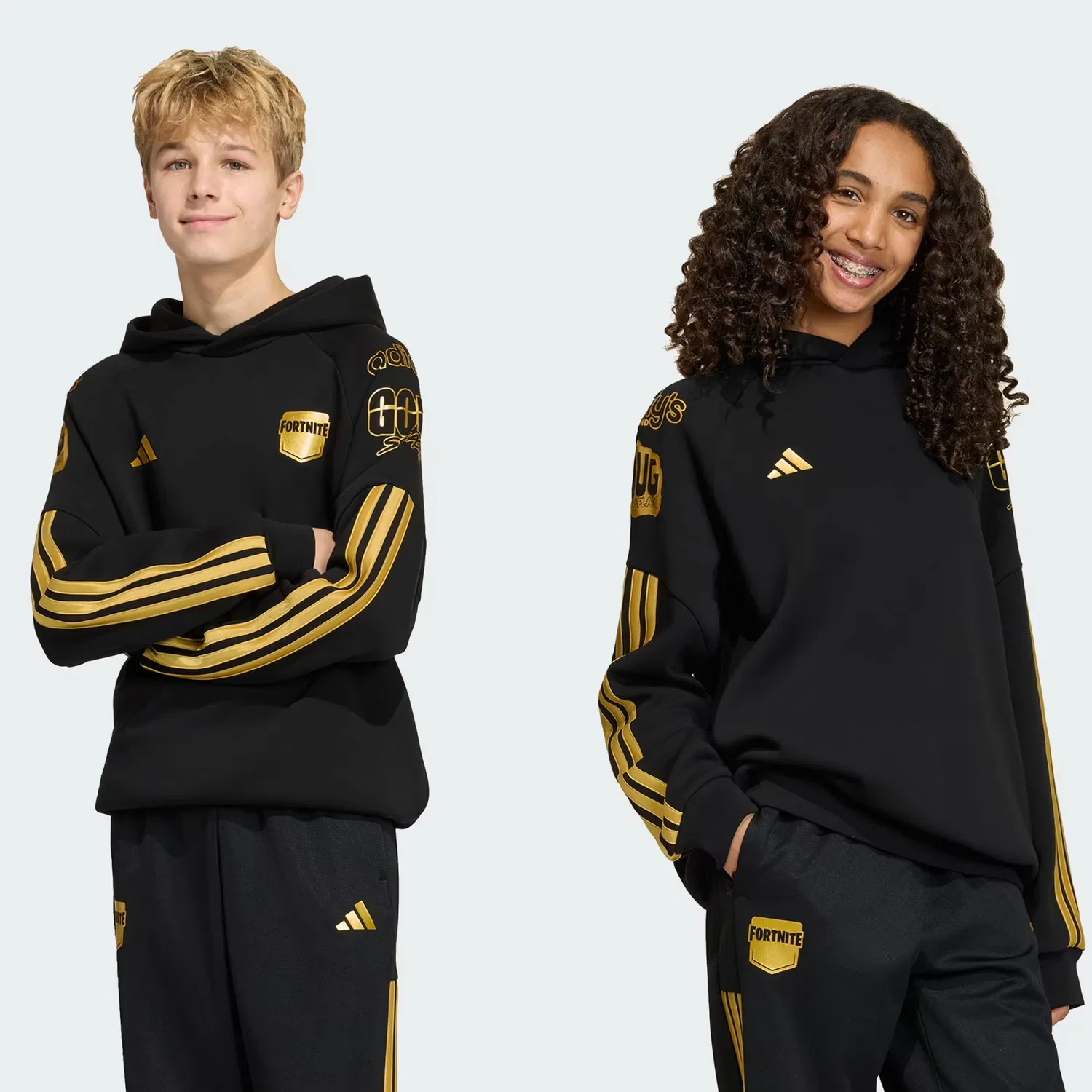 Детское худи свободного кроя adidas x Fortnite Adidas Sportswear, черный/золотой металлик
