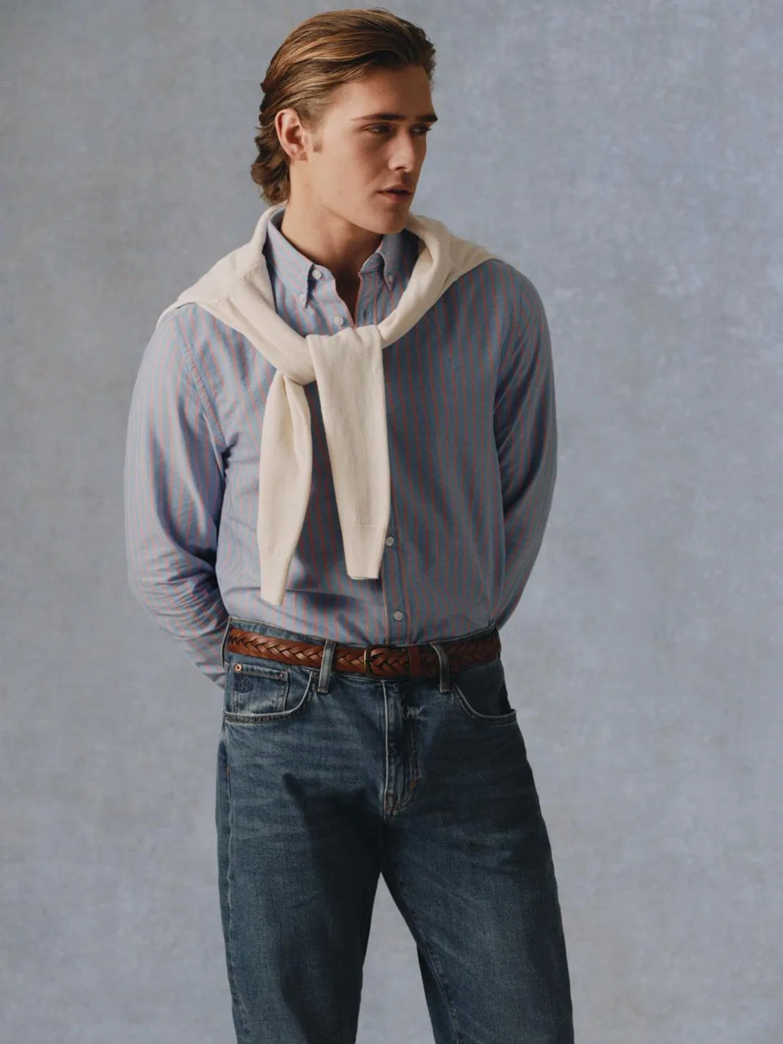 Рубашка Oxford, классическая Superdry, джинсовый синий — фото 3