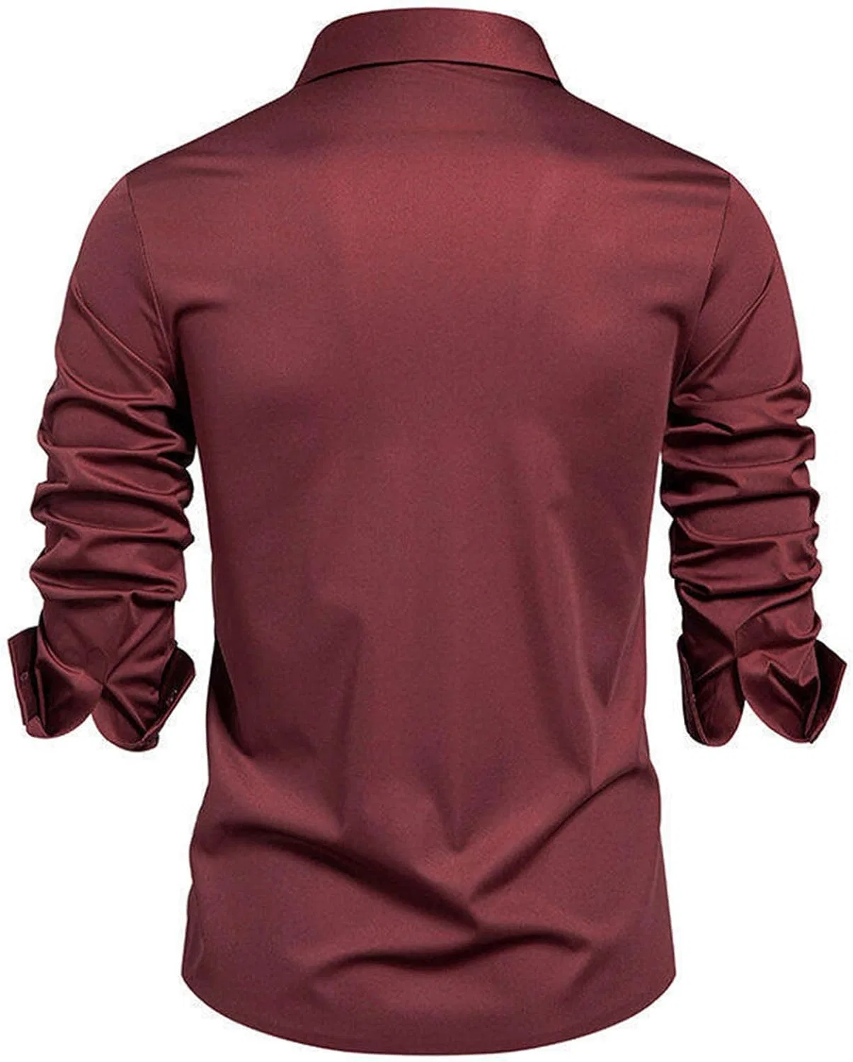 Мужская деловая рубашка с отложным воротником, Solid Color, Red — фото 3