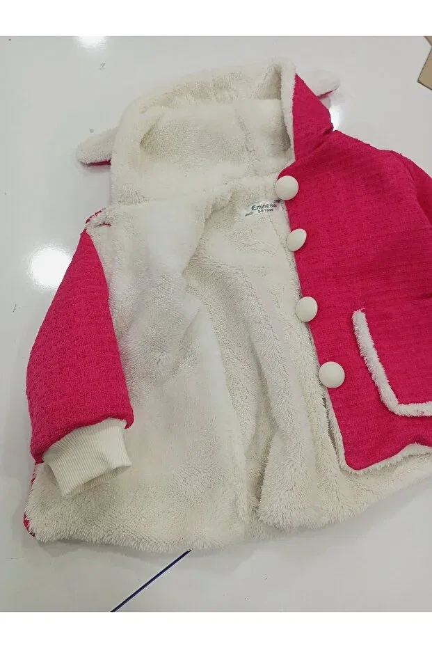 Детское пальто для девочек на пуговицах Niliya Çocuk Giyim, Pink — фото 4