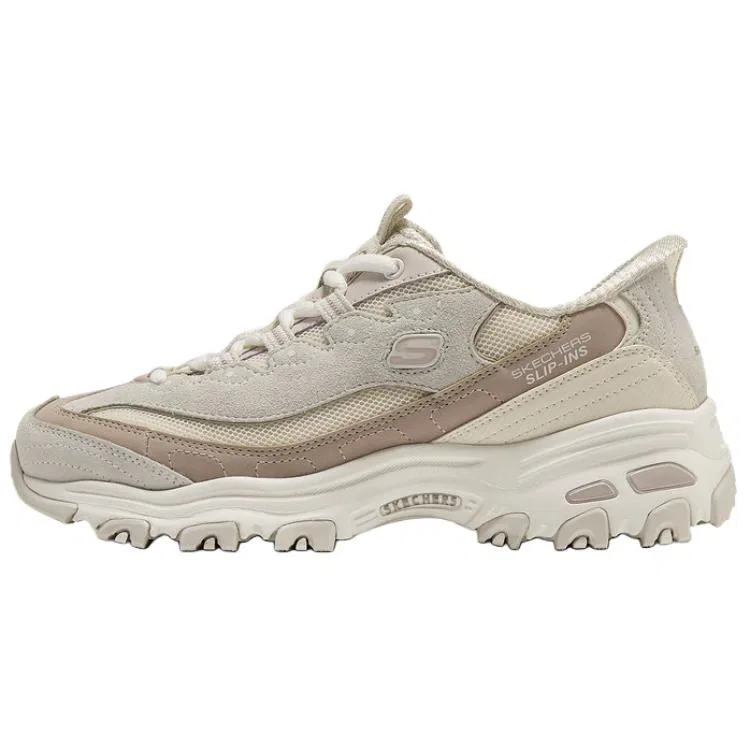 Кроссовки детские платформа Skechers DLITES, Ecru