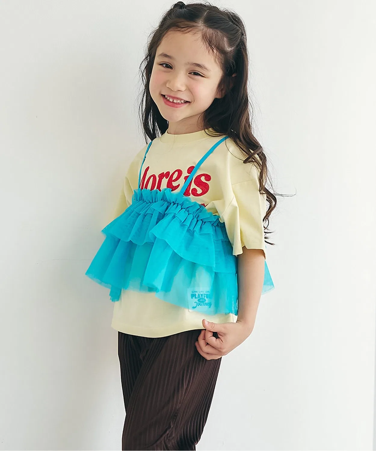Apres les cours Детский топ-безрукавка из тюля с разноцветными воланами Colorful Frill Tul