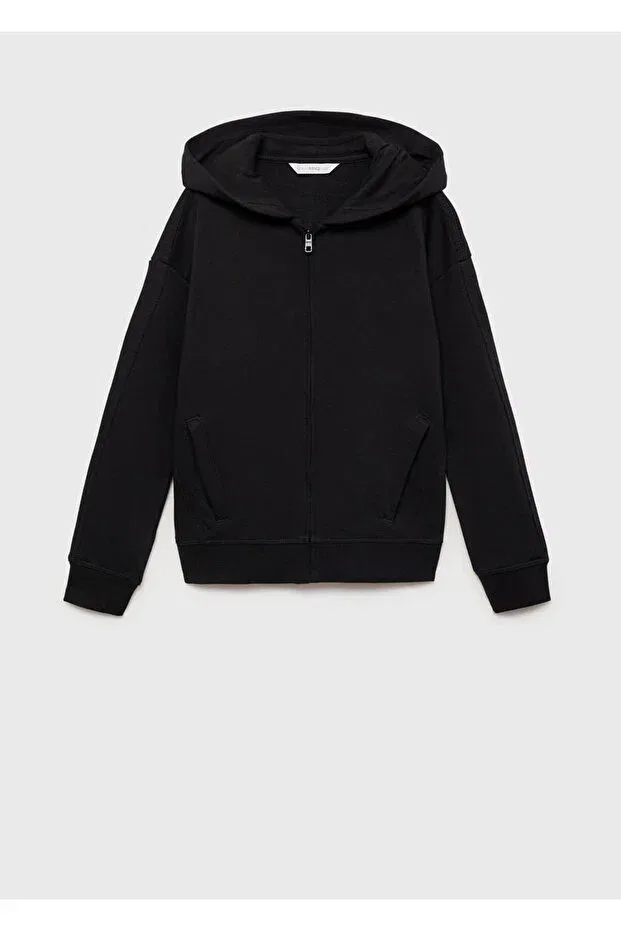 Детское худи для мальчиков на молнии Mango Kids, Black — фото 2