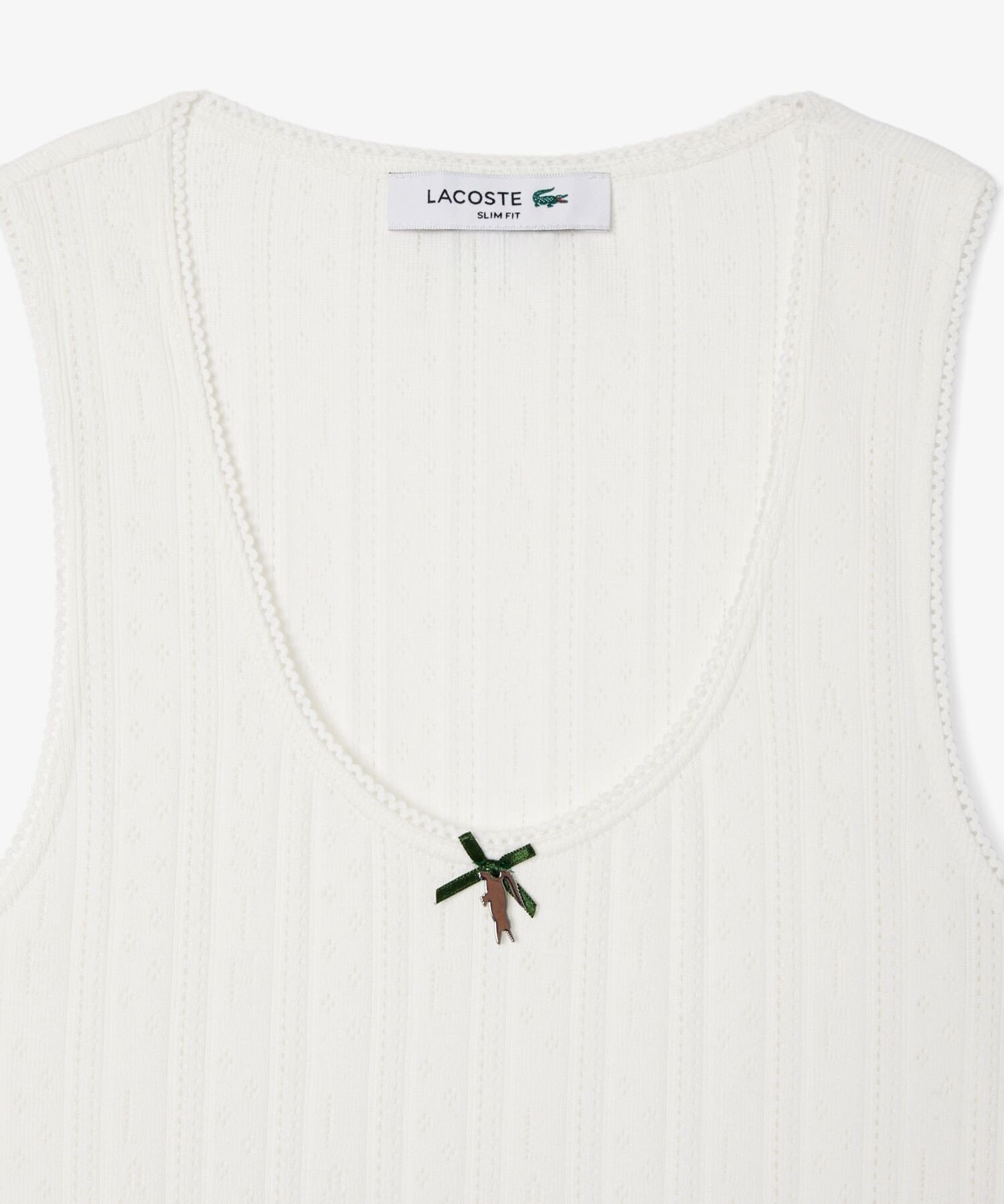 Топ-майка LACOSTE из ажурной вязки, White — фото 4
