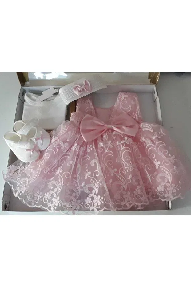 Детский комплект для новорожденных с кружевом Biyan Collection, Pink — фото 3