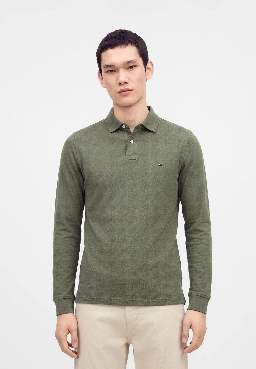 Поло с длинными рукавами, модель 1985 года Tommy Hilfiger, Platinum Olive Heather