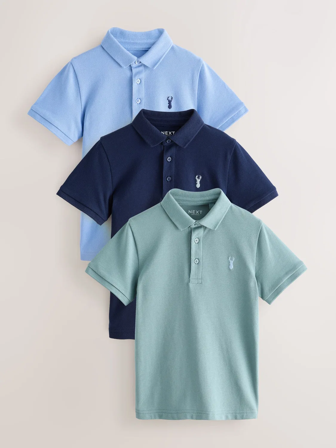 Поло с коротким рукавом, 3 шт, Light Blue/Navy/Mineral Next