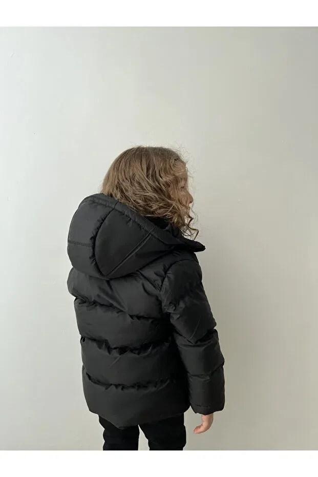 Детское пальто для мальчиков с капюшоном Generic Brands, Black — фото 2