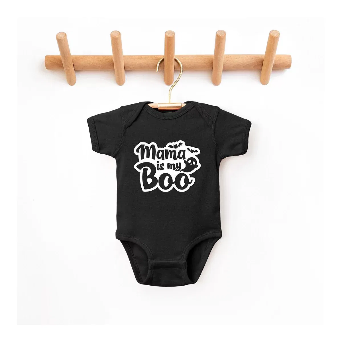Детское боди для мальчиков с коротким рукавом Mama Is My Boo Ghost The Juniper Shop, Black
