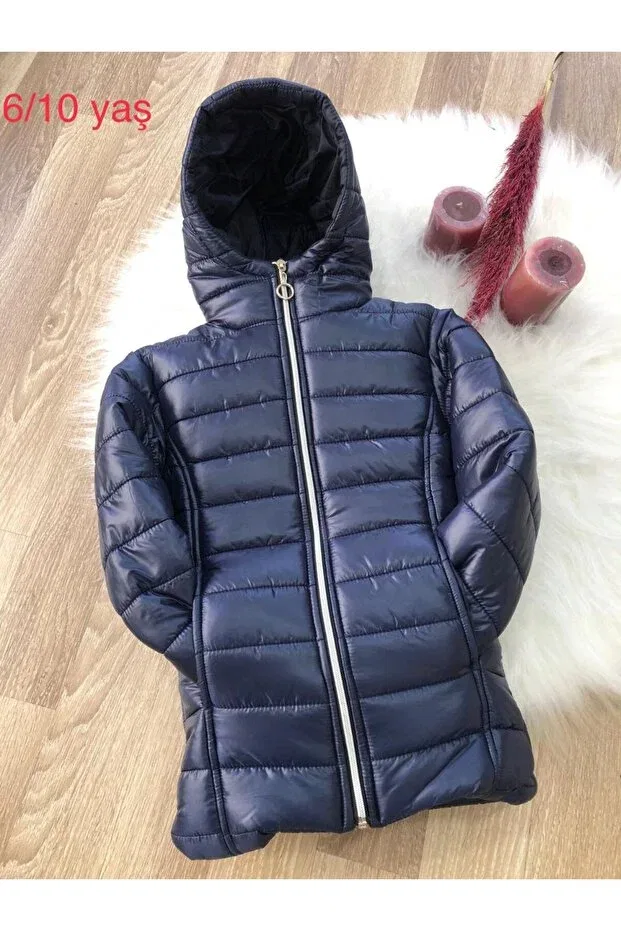Детское пальто для девочек легкое с капюшоном Çocuk Giyim Merkezi, Navy Blue