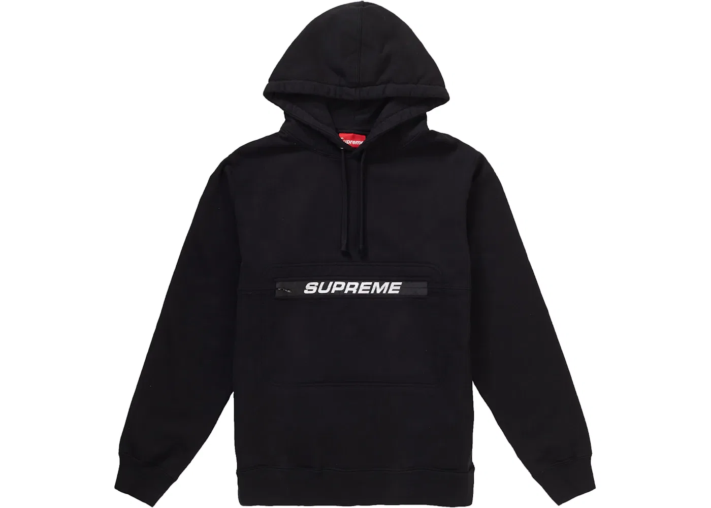 Мужская худи с карманом на молнии Supreme Hooded Sweatshirt, Black