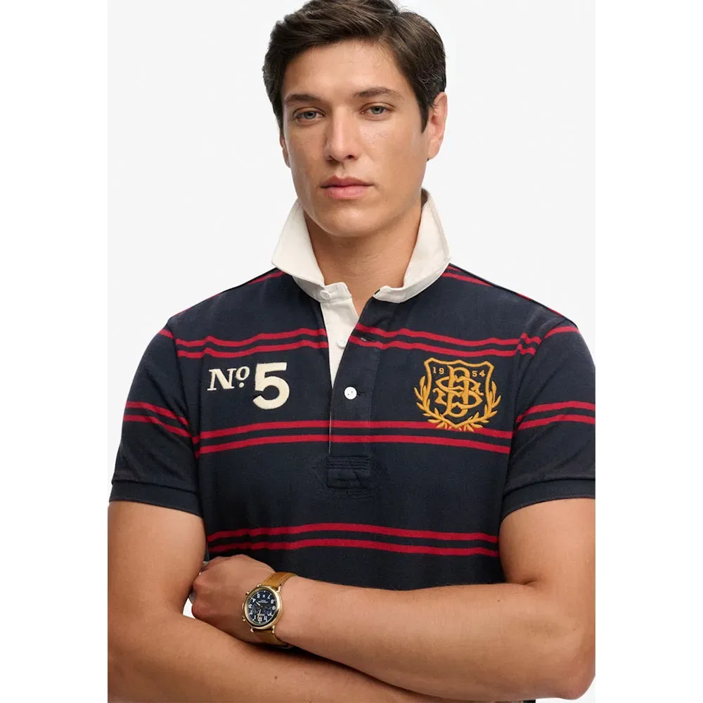 Мужское поло с коротким рукавом Double Emblem Rugby Superdry, Blue — фото 4