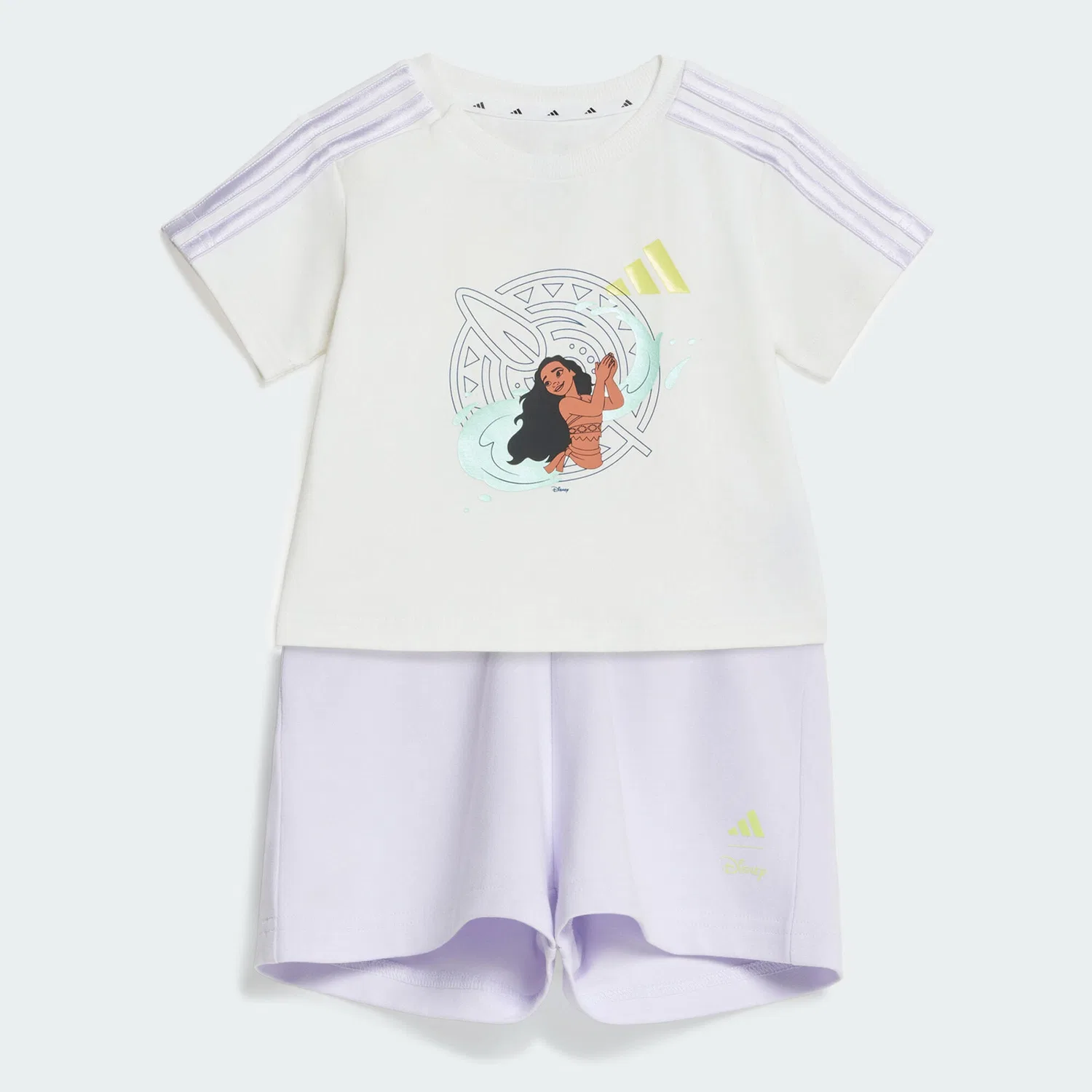 Детский комплект из футболки и шорт с принтом Disney Adidas, Цвет Weiss Hellgelb