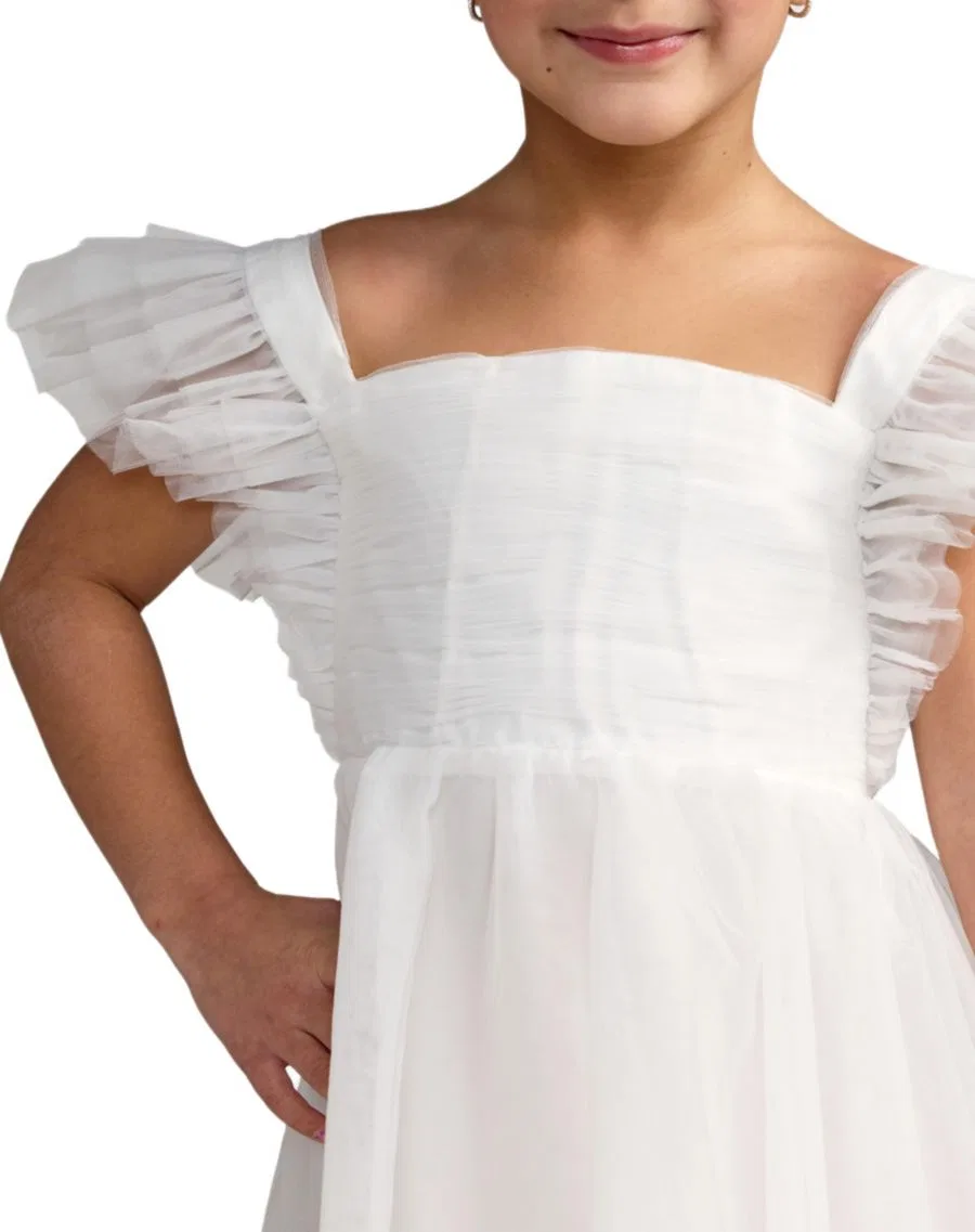 Платье из тюля с сердечным вырезом и воланами Mac Duggal, White — фото 2