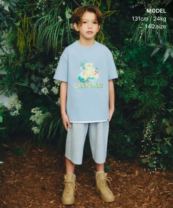 Футболка с принтом Gardener's, коллаборация Slowcaster, Musinsa Standard Kids, сине-серый — фото 2