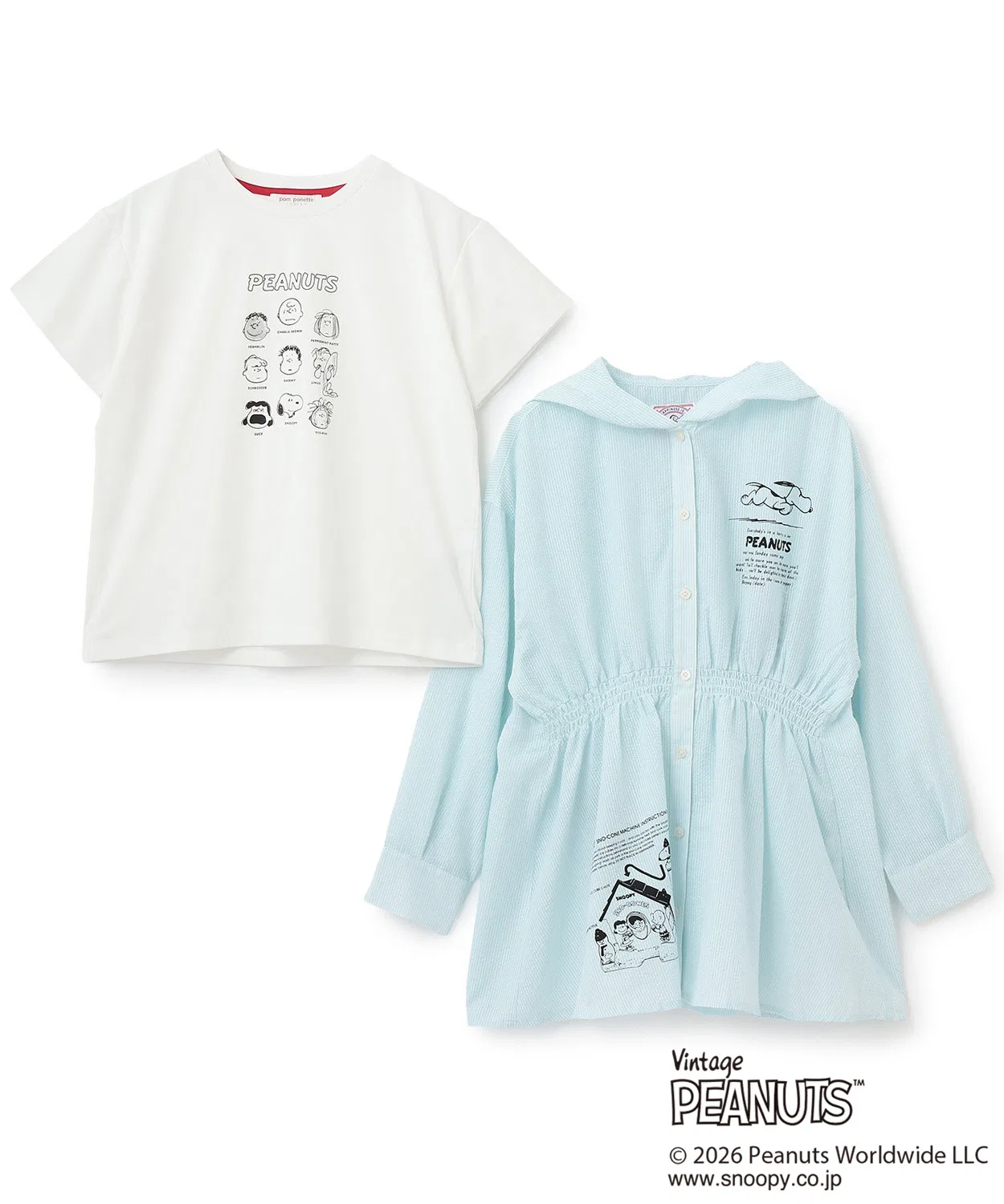 Pom ponette junior Детский комплект из рубашки с пеплумом и футболки с принтом PEANUTS — фото 3