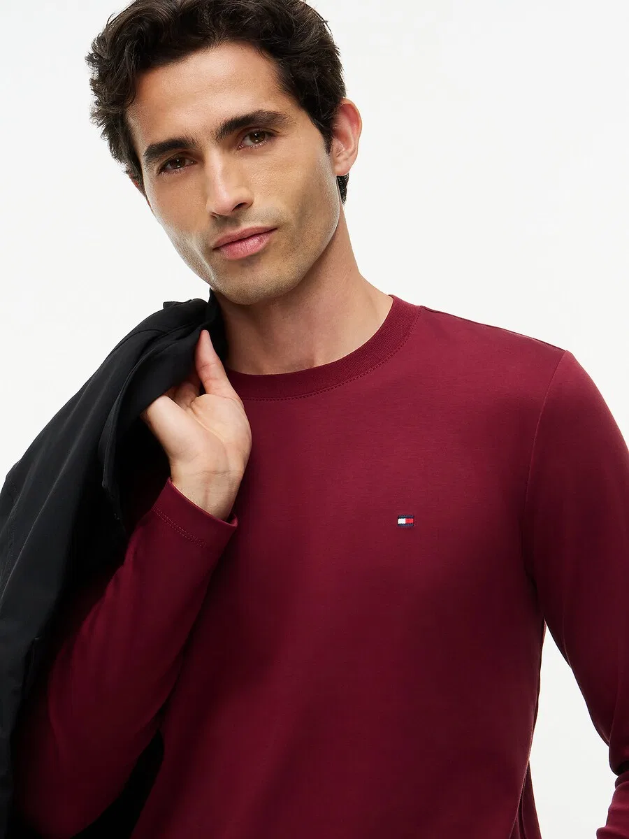 Футболка TOMMY HILFIGER бордового цвета — фото 3