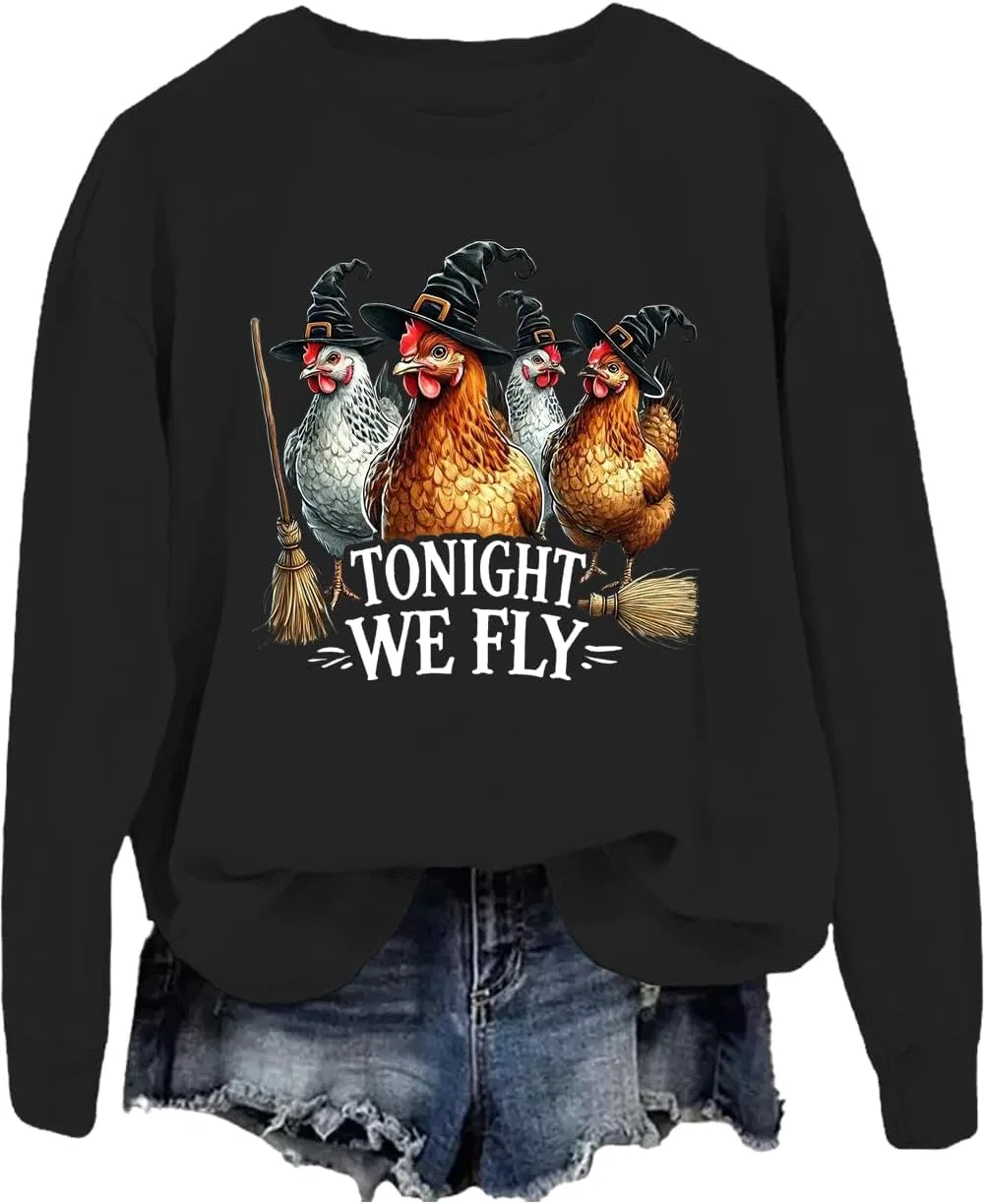 Женский свитшот с принтом Tonight We Fly, чёрный