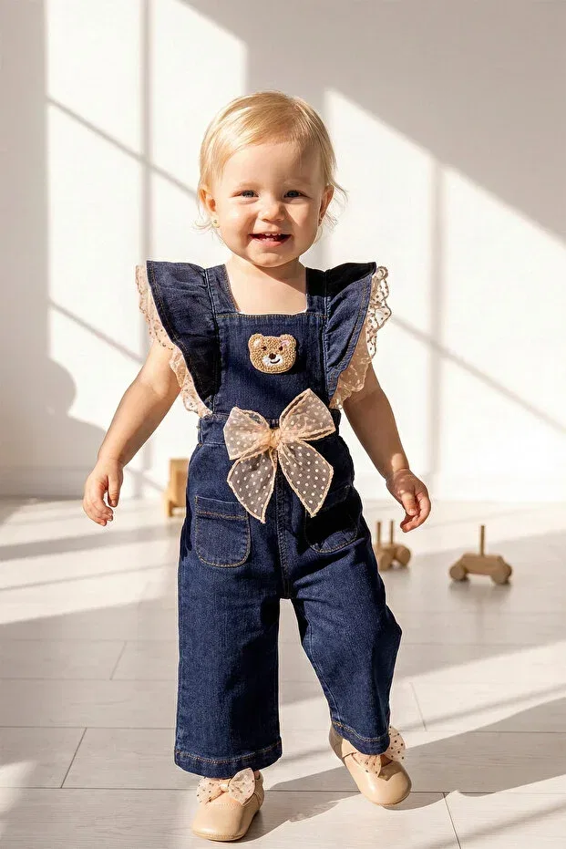 Детский комбинезон джинсовый с воланами Babymod, Navy Blue