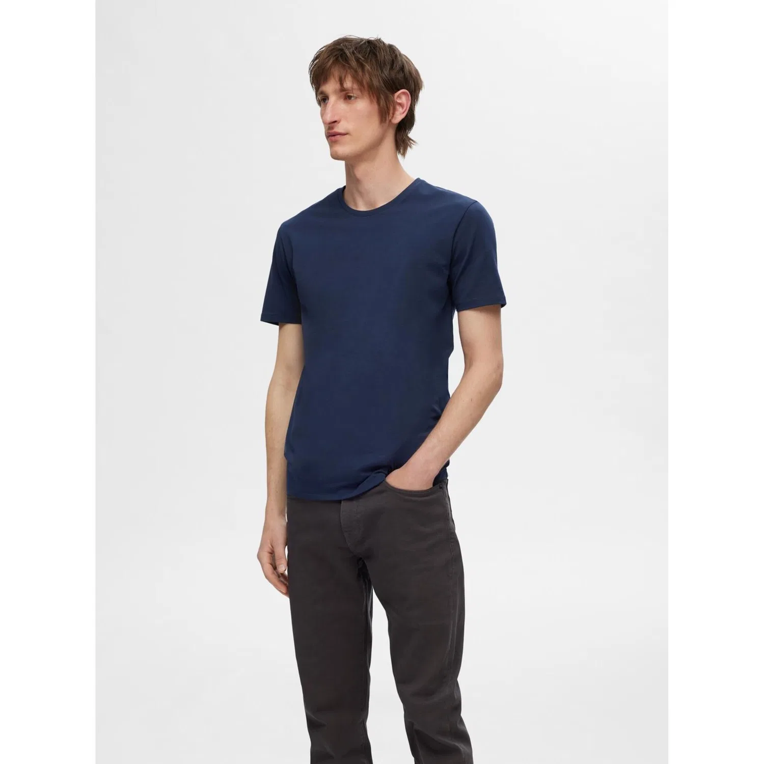 Детская хлопковая футболка с круглым вырезом Selected Homme, Black — фото 3