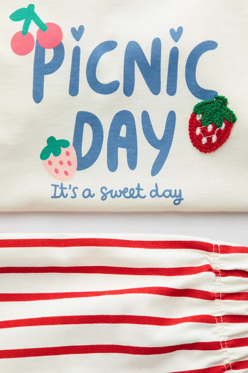 Комплект из двух предметов из хлопка H&M, Cremefarben/Picnic Day — фото 2